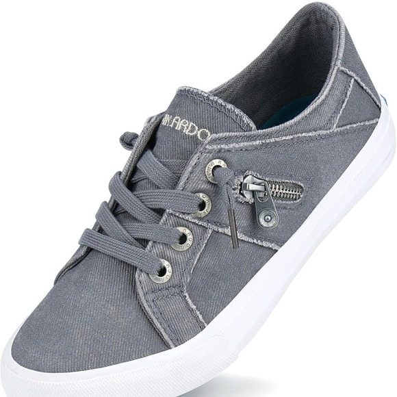 JENN ARDOR Women Sneakers Low Top Slip On Fashion Shoes Lace up Canvas Flats - Picture 1 of 7